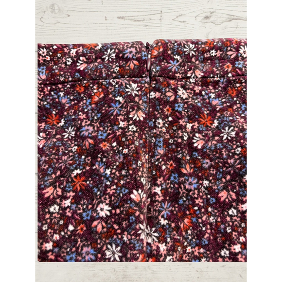 EUC Women's WoolOvers Burgundy Floral Cord Knee Length Straight Skirt Size 14 - Picture 6 of 9